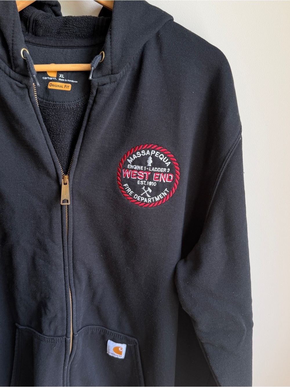 Carhartt Original Fit Heavyweight Full Zip Hoodie Massapequa NYFD Mens Black XL